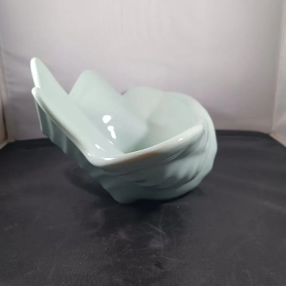 Vintage HALL Pottery Mid Century Light Blue Shell Bowl